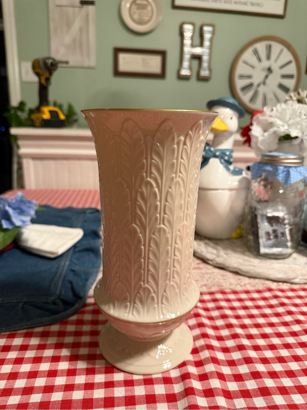 Lenox Cream Embossed Ceramic Vase